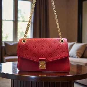 Louis Vuitton Red Empreinte GHW Saint Germain Chain Flap